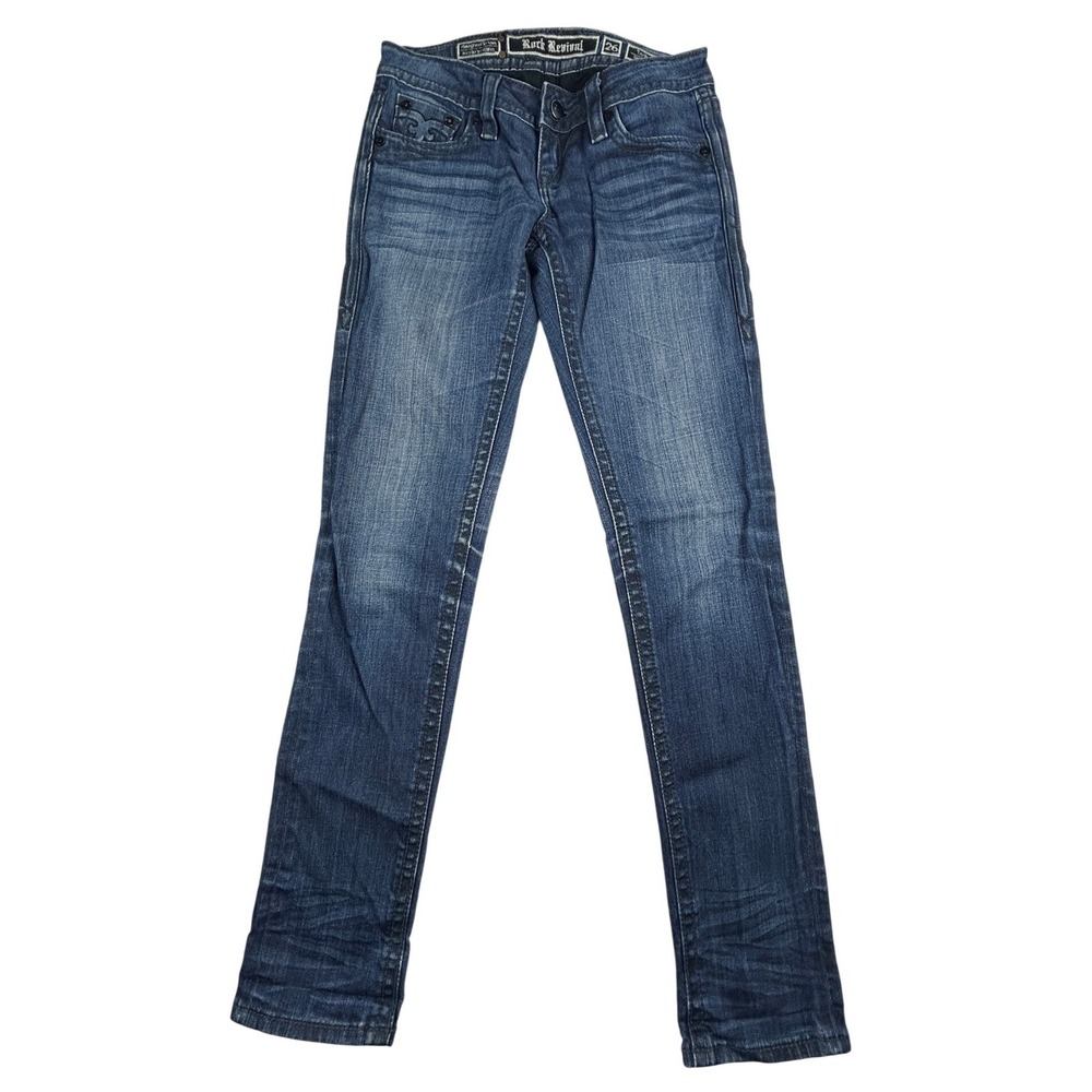 Rock Revival Tara Skinny Jeans 26 Low Rise Stretch Blue Faded